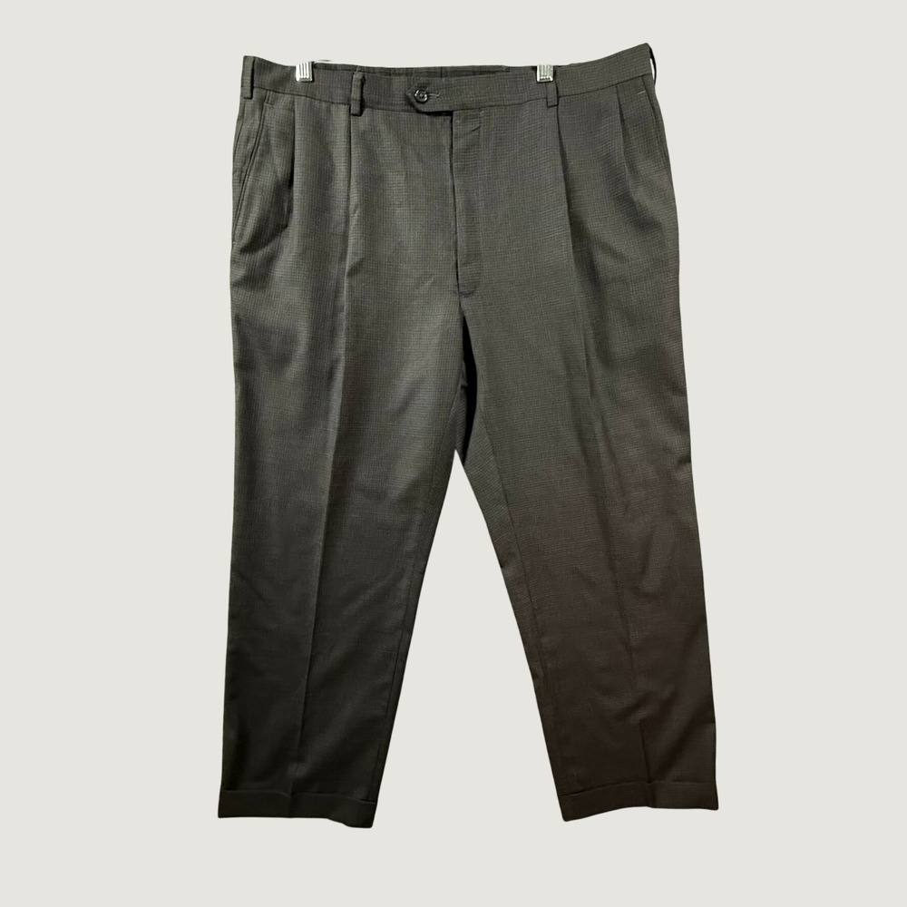 Jos. A. Bank Signature Collection Grey Wool Pleated Cuffed Dress Pants 40L 40x29